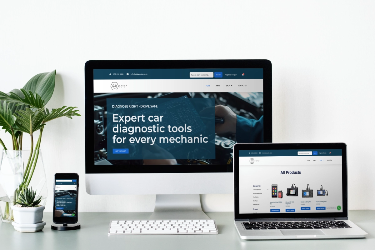 Screenshot of the Abbas Auto website homepage