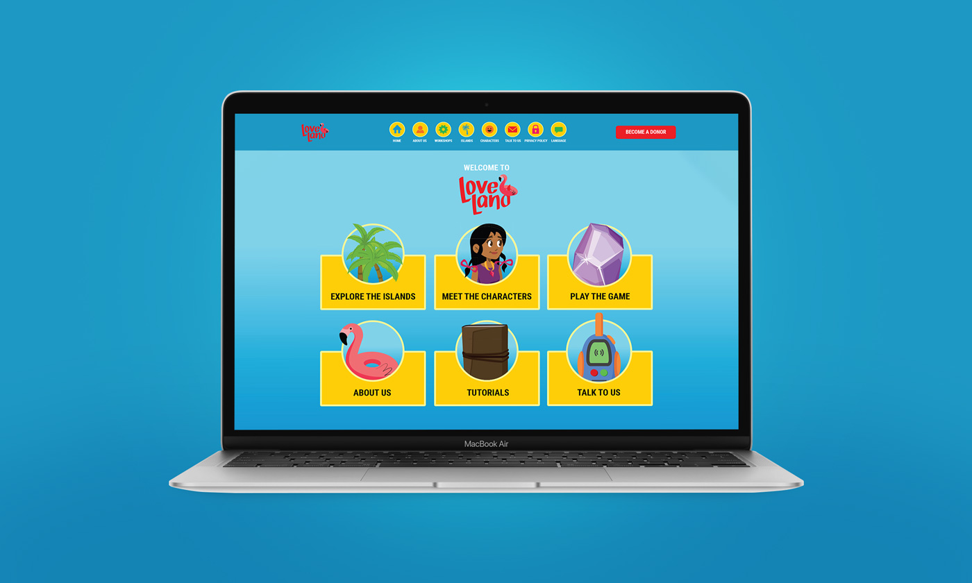 Screenshot of the Love Land website homepage